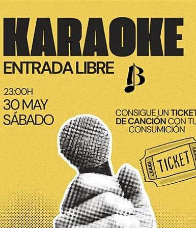 Cartel del karaoke con entrada libre, sábado 30 de mayo